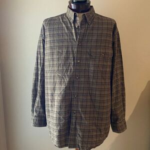 Orvis Shirt Men's XL TL Black Brown Red Plaid Button Down Long Sleeve